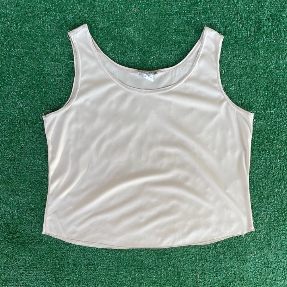 Satin-Look Beige Scoop Tank Top — Lightweight Everyday Layer
